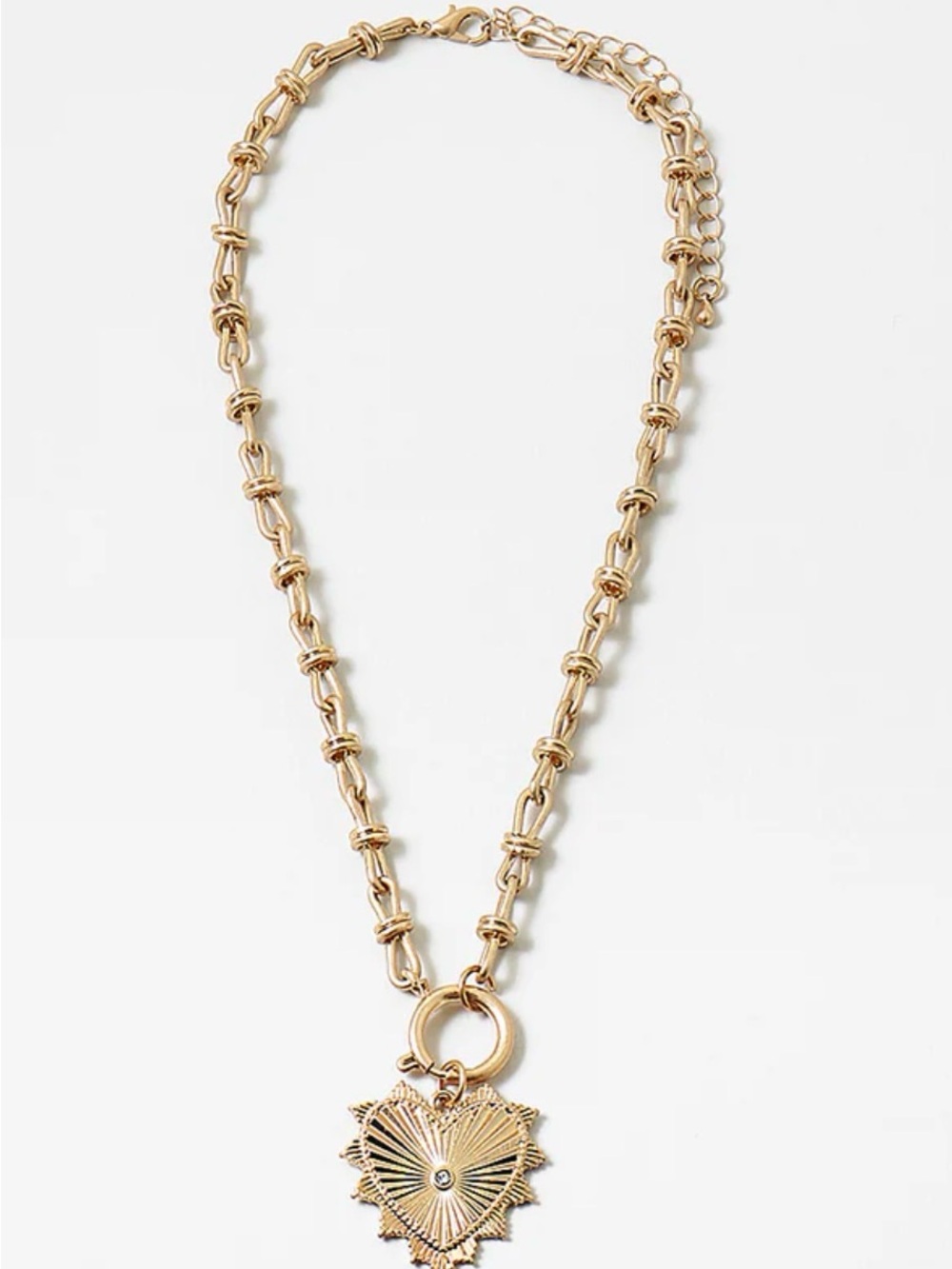 Erin McDermott Gold Toggle Heart Pendant Necklace